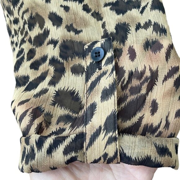 JM Collection JENNIFER MOORE Leopard Print Blouse Size 10 Multicolor Semi-Sheer - Picture 7 of 15